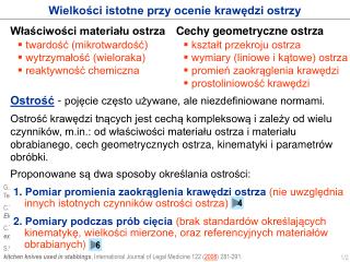 Wielkości istotne przy ocenie krawędzi ostrzy