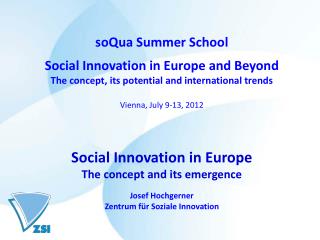 soQua Summer School Social Innovation in Europe and Beyond