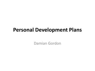 Personal Development Plans