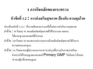 หัวข้อที่ 1.2 : การส่งเสริมสุขภาพ ป้องกัน ควบคุมโรค