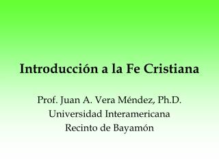 Introducción a la Fe Cristiana