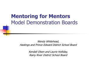 Mentoring for Mentors Model Demonstration Boards