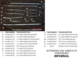 IM FEMORAL NAIL SAMPLE KIT *PERRYBURG* IMFEMNAIL