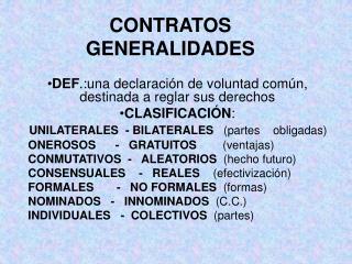 CONTRATOS GENERALIDADES