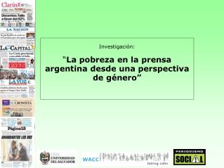 Investigación: “ La pobreza en la prensa argentina desde una perspectiva de género”