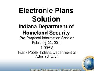 Electronic Plans Solution Indiana Department of Homeland Security