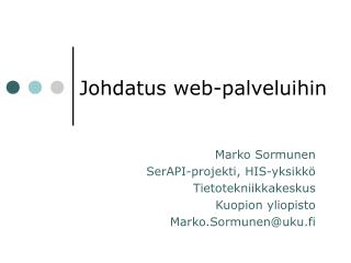 Johdatus web-palveluihin