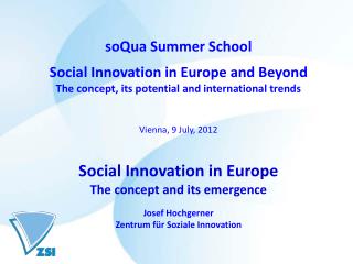 soQua Summer School Social Innovation in Europe and Beyond