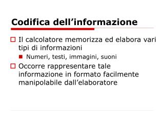 Codifica dell’informazione