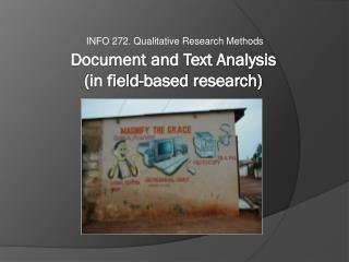 Docume nt and Text Analysis (in field-based research)