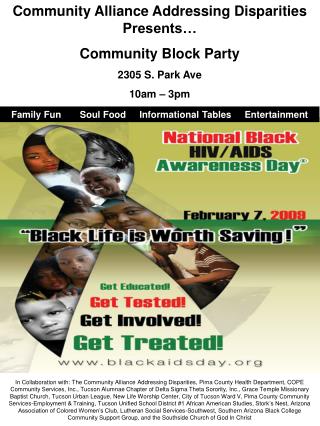 Community Alliance Addressing Disparities Presents… Community Block Party 2305 S. Park Ave