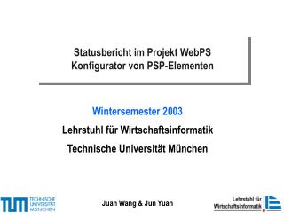 Statusbericht im Projekt WebPS Konfigurator von PSP-Elementen