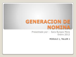 GENERACION DE NOMINA