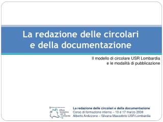 La redazione delle circolari e della documentazione