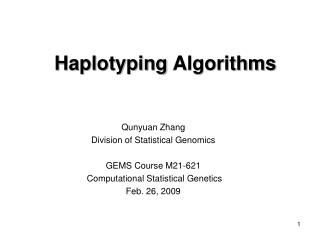 Haplotyping Algorithms