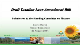 Draft Taxation Laws Amendment Bill: Submission to the Standing Committee on Finance