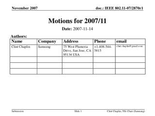 Motions for 2007/11