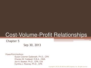 Cost-Volume-Profit Relationships