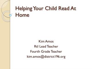 Helping Your Child Read At Home