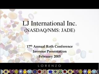 LJ International Inc. (NASDAQ/NMS: JADE)