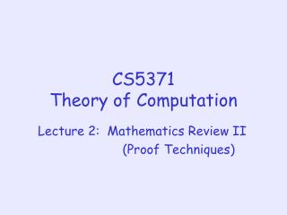 CS5371 Theory of Computation