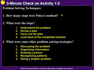 5-Minute Check on Activity 1-2