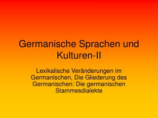 Germanische Sprachen und Kulturen -II