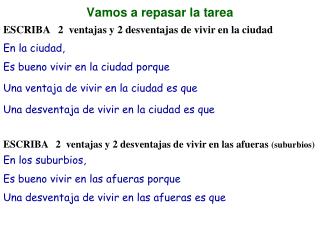 Vamos a repasar la tarea