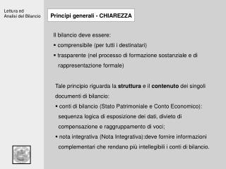 Principi generali - CHIAREZZA