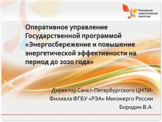 Директор Санкт-Петербургского ЦНТИ- Филиала ФГБУ «РЭА» Минэнерго России Бородин В.А.