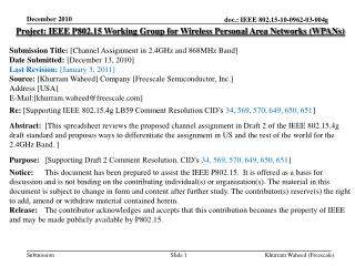 Project: IEEE P802.15 Working Group for Wireless Personal Area Networks (WPANs)