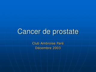 Cancer de prostate