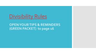 Divisibility Rules
