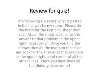 Review for quiz!