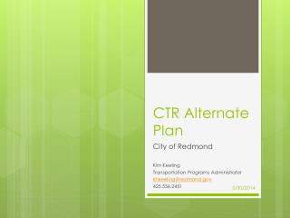 CTR Alternate Plan