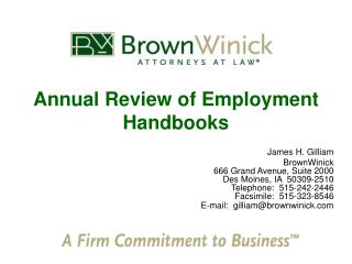 Annual Review of Employment Handbooks