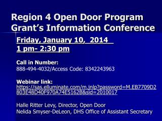 Region 4 Open Door Program Grant’s Information Conference