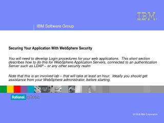 Securing Your Application With WebSphere Security