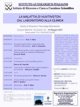 LA MALATTIA DI HUNTINGTON: DAL LABORATORIO ALLA CLINICA