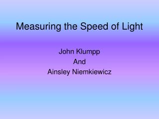 Measuring the Speed of Light