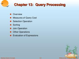 Chapter 13: Query Processing