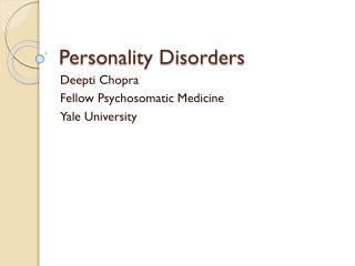 Personality Disorders