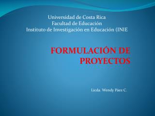 FORMULACIÓN DE PROYECTOS