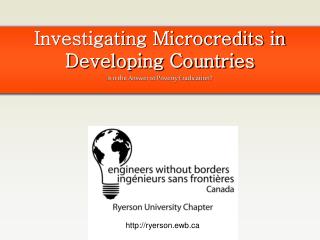 Investigating Microcredits in Developing Countries