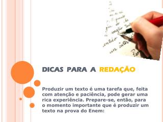 DICAS PARA A REDAÇÃO