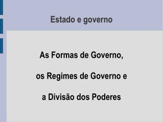 Estado e governo