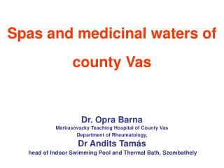 Spas and medicinal waters of county Vas