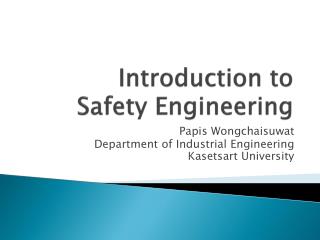 Introduction to Safety Engineering