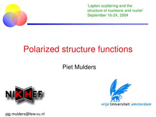 Polarized structure functions