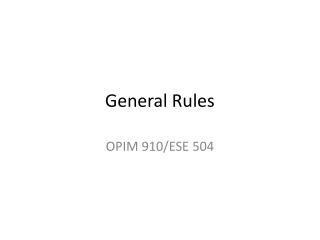 General Rules